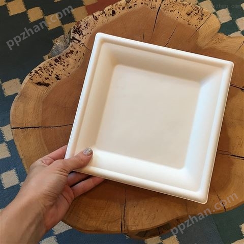 8寸纸浆寿司盘方形一次性餐盘甘蔗浆餐具